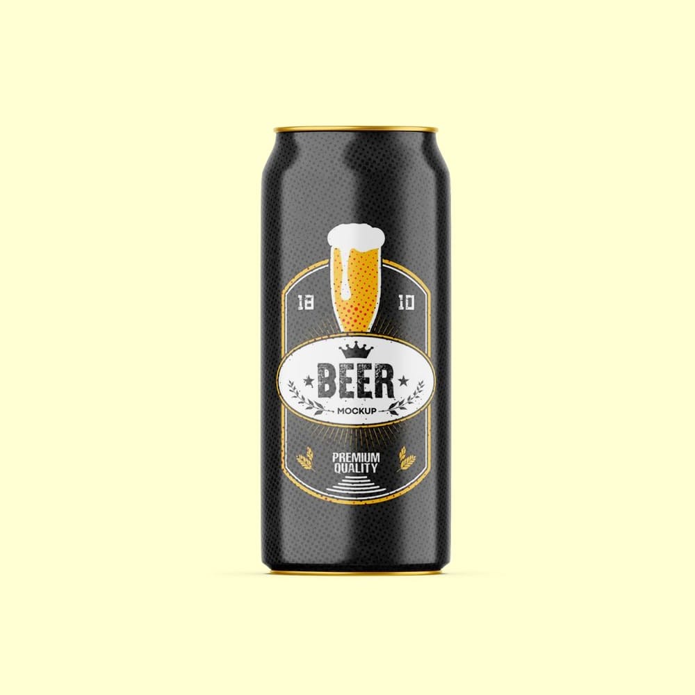 Free Floating Tall Beer Can Mockup PSD