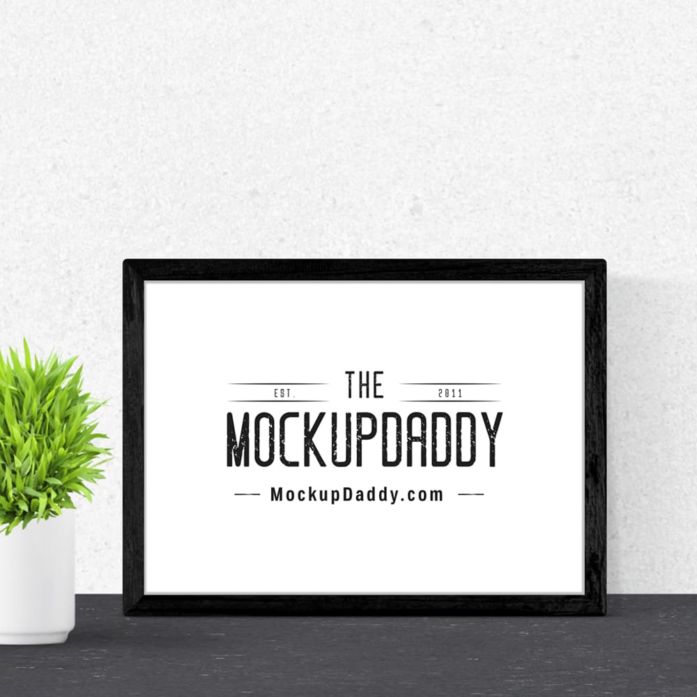 Free Frame on Table Mockup PSD