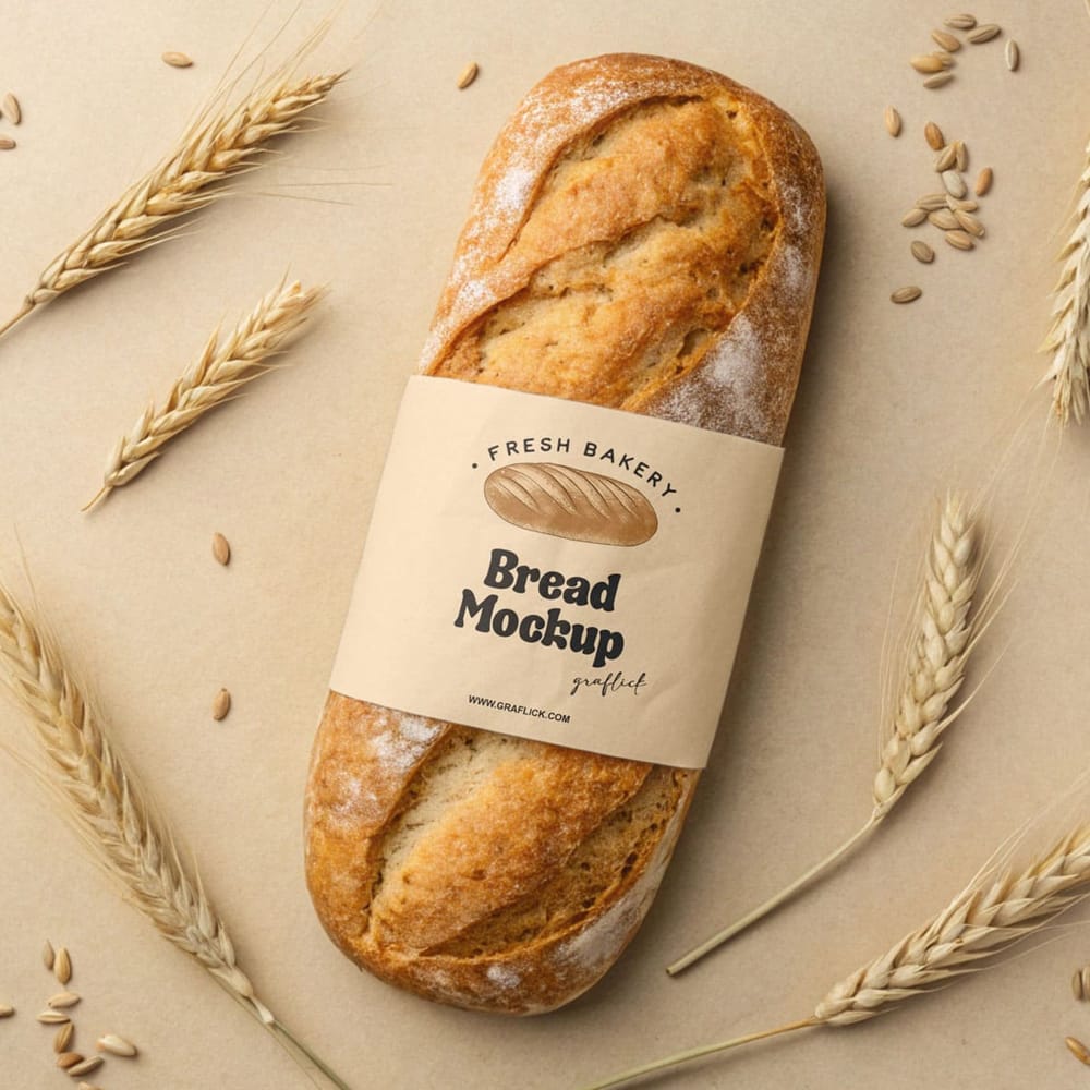 Free French Baguette Bread Mockup PSD