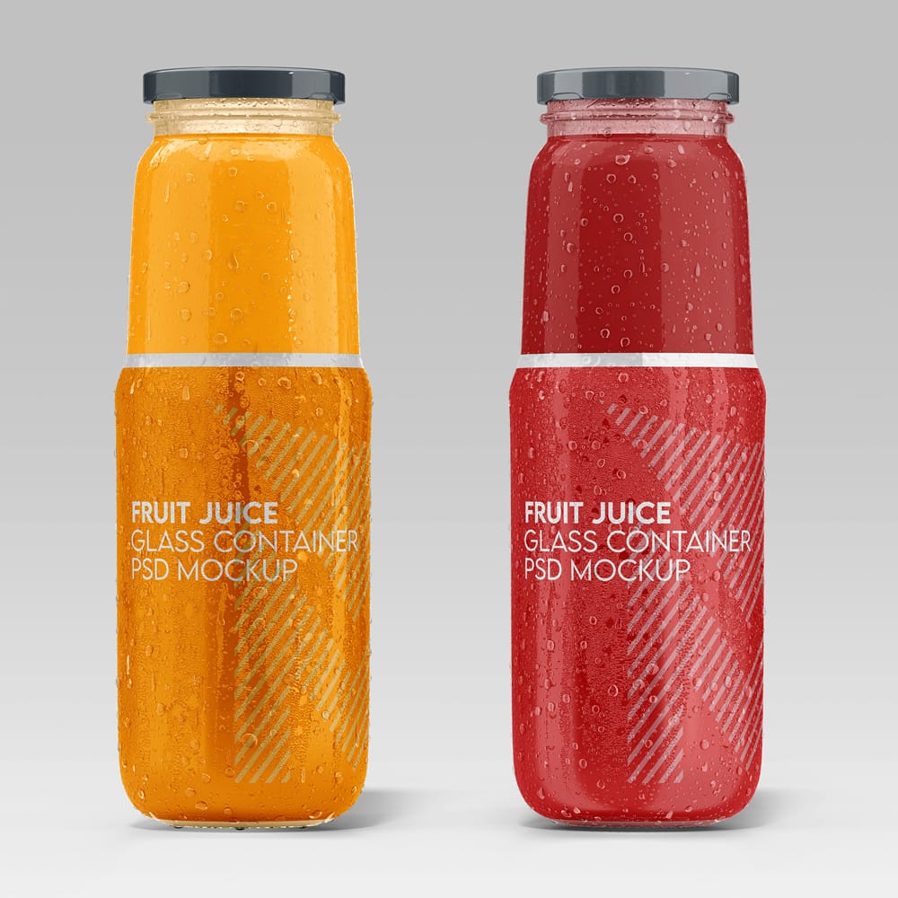 Free Fruit Juice Glass Container Mockup PSD