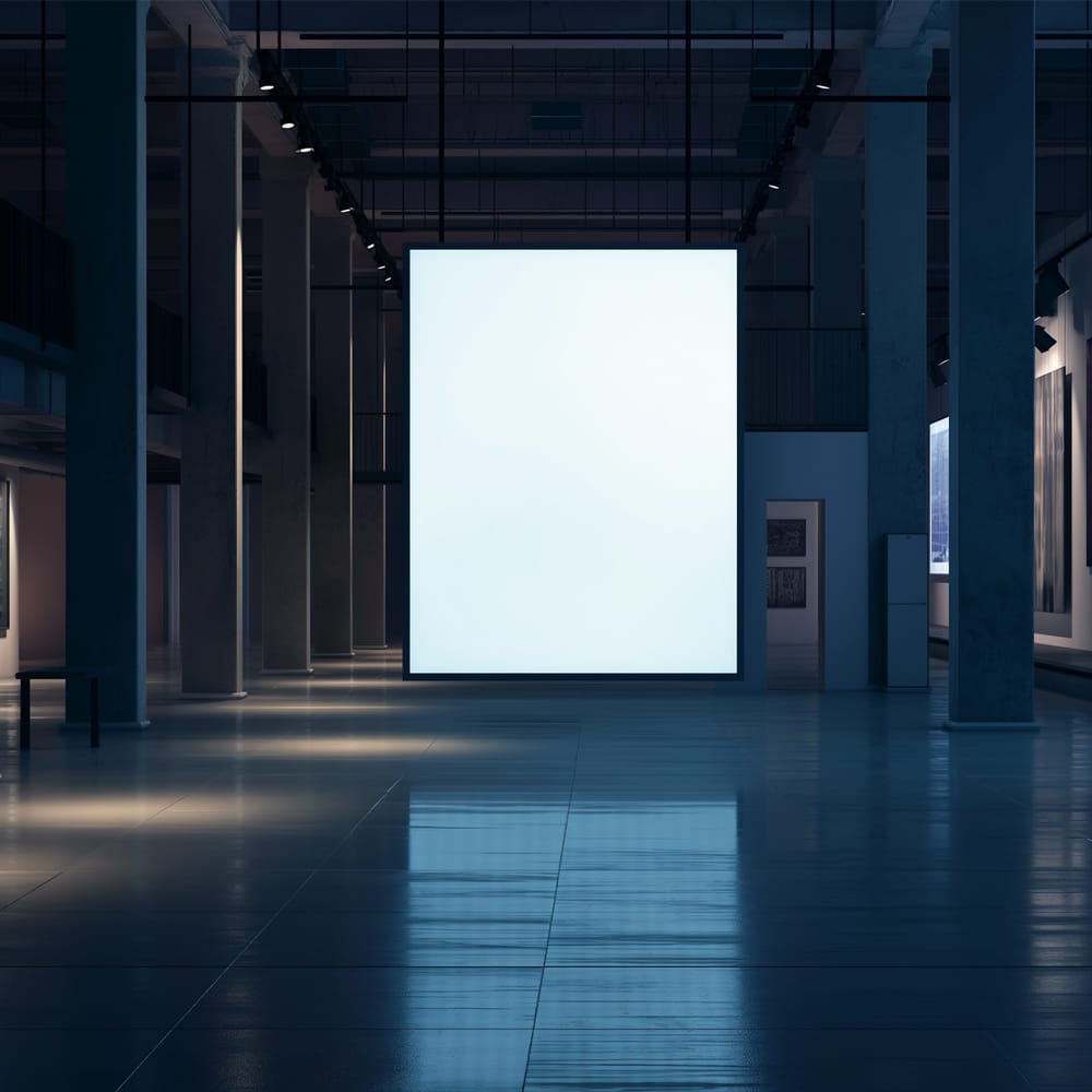 Free Hanged Poster Mockup in Large Empty Area PSD