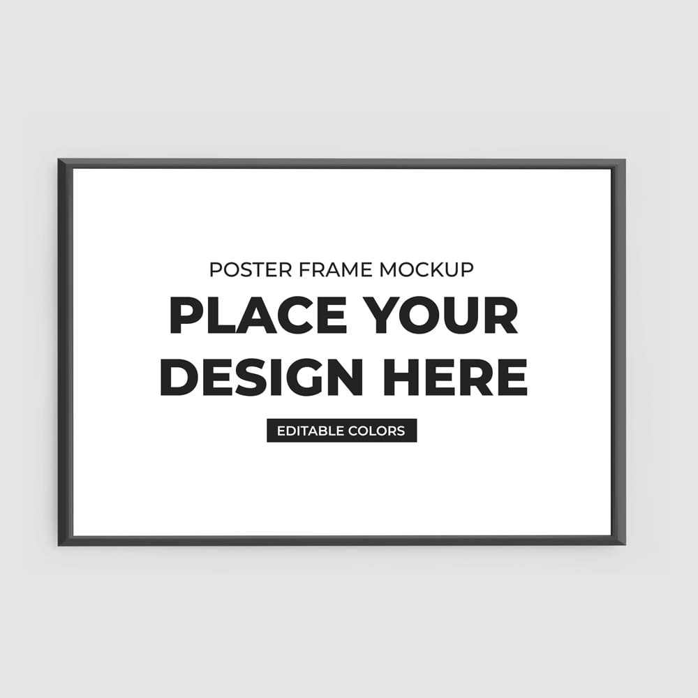 Free Landscape Poster Frame Mockup Template PSD