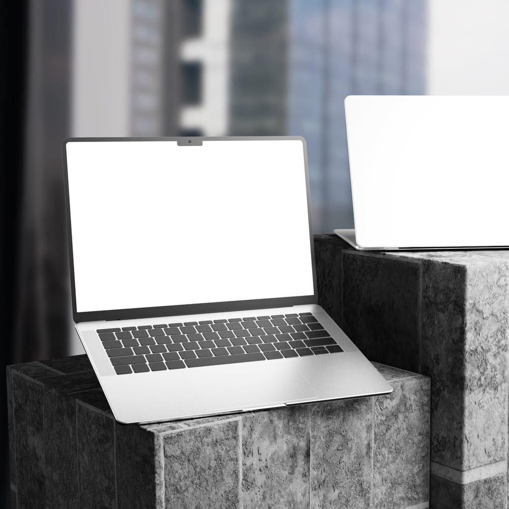 Free Laptop Mockup with Industrial Vibe PSD