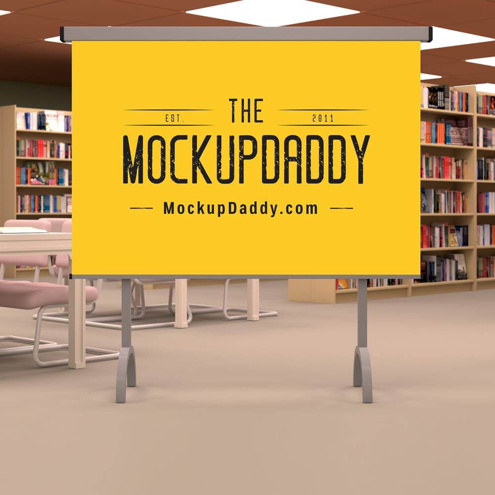 Free Library Notice Board Mockup PSD