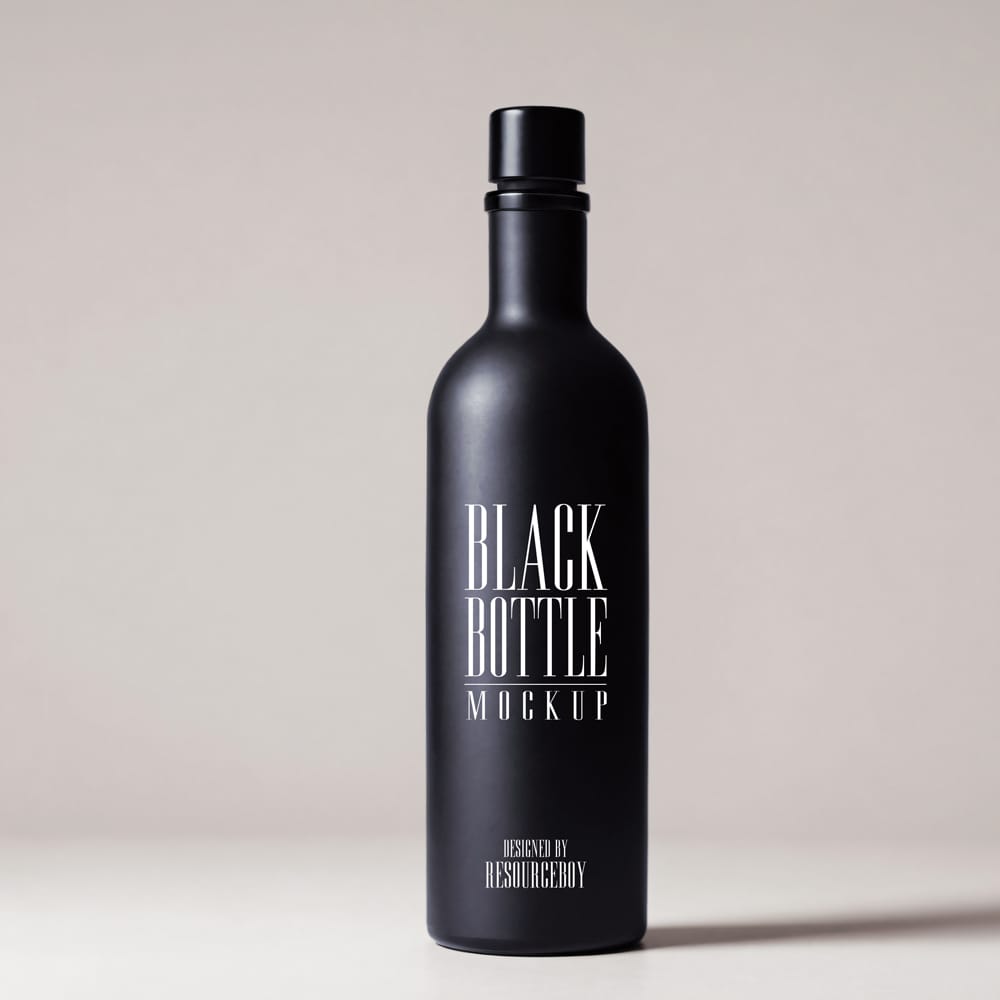 Free Matte Black Bottle Mockup PSD