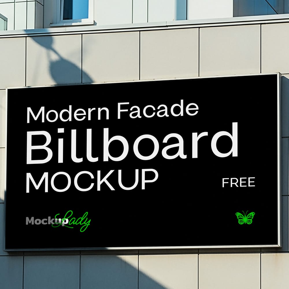 Free Modern Facade Billboard Mockup PSD