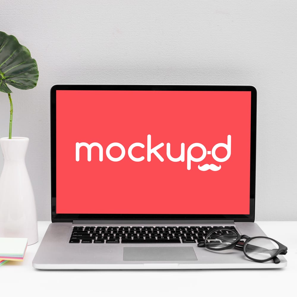 Free Office Desk Laptop Mockup PSD