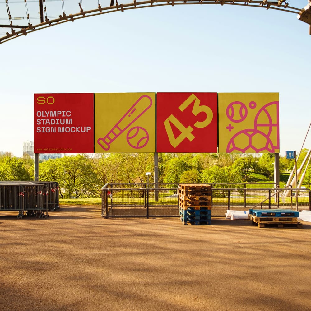 Free Olympic Stadium Signage Mockup PSD