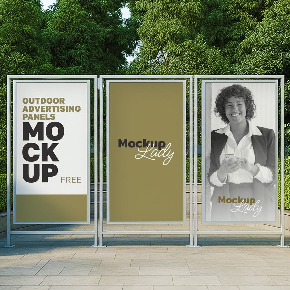 Free Outdoor Advertising Panels Mockup PSD