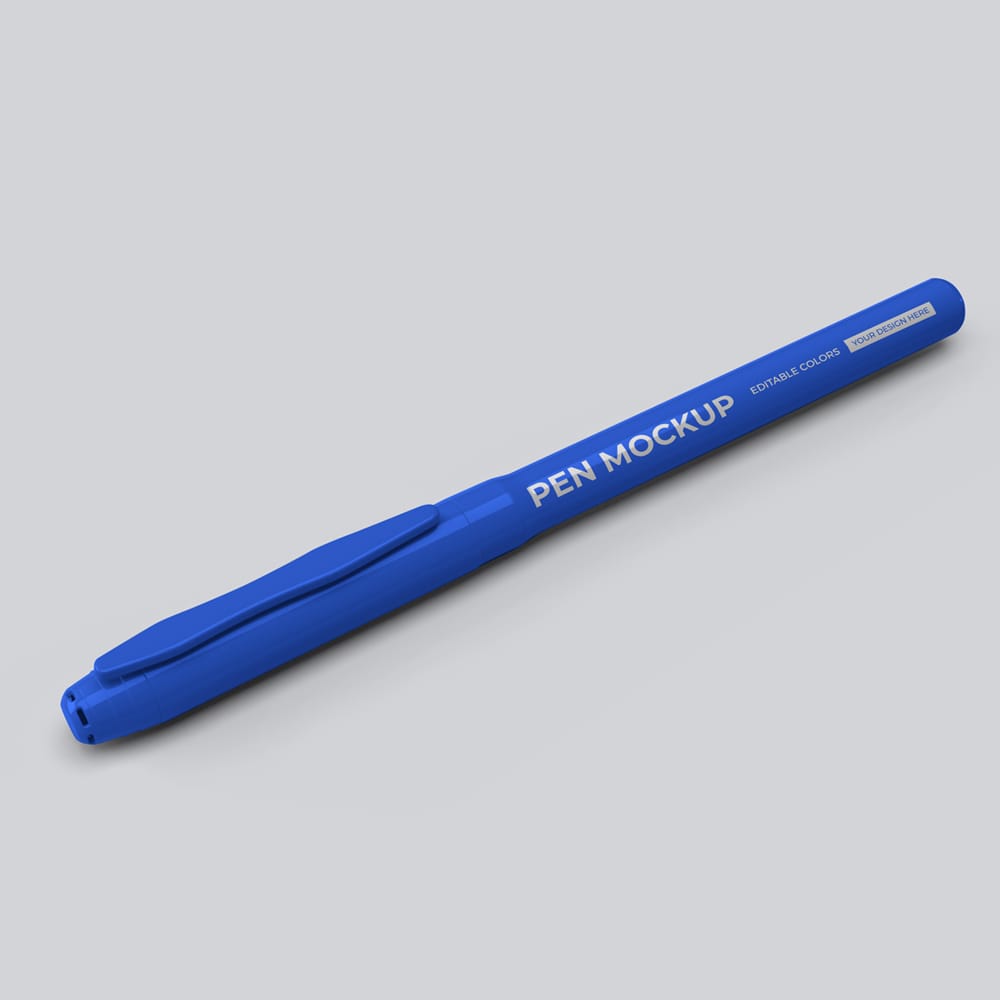 Free Pen with Cap Mockup Template PSD