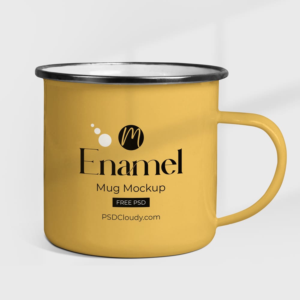 Free Photorealistic Enamel Mug Mockup PSD