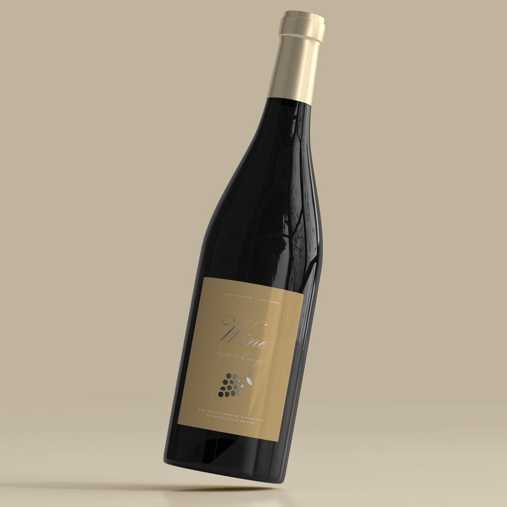 Free Photorealistic Wine Bottle Mockup Design PSD