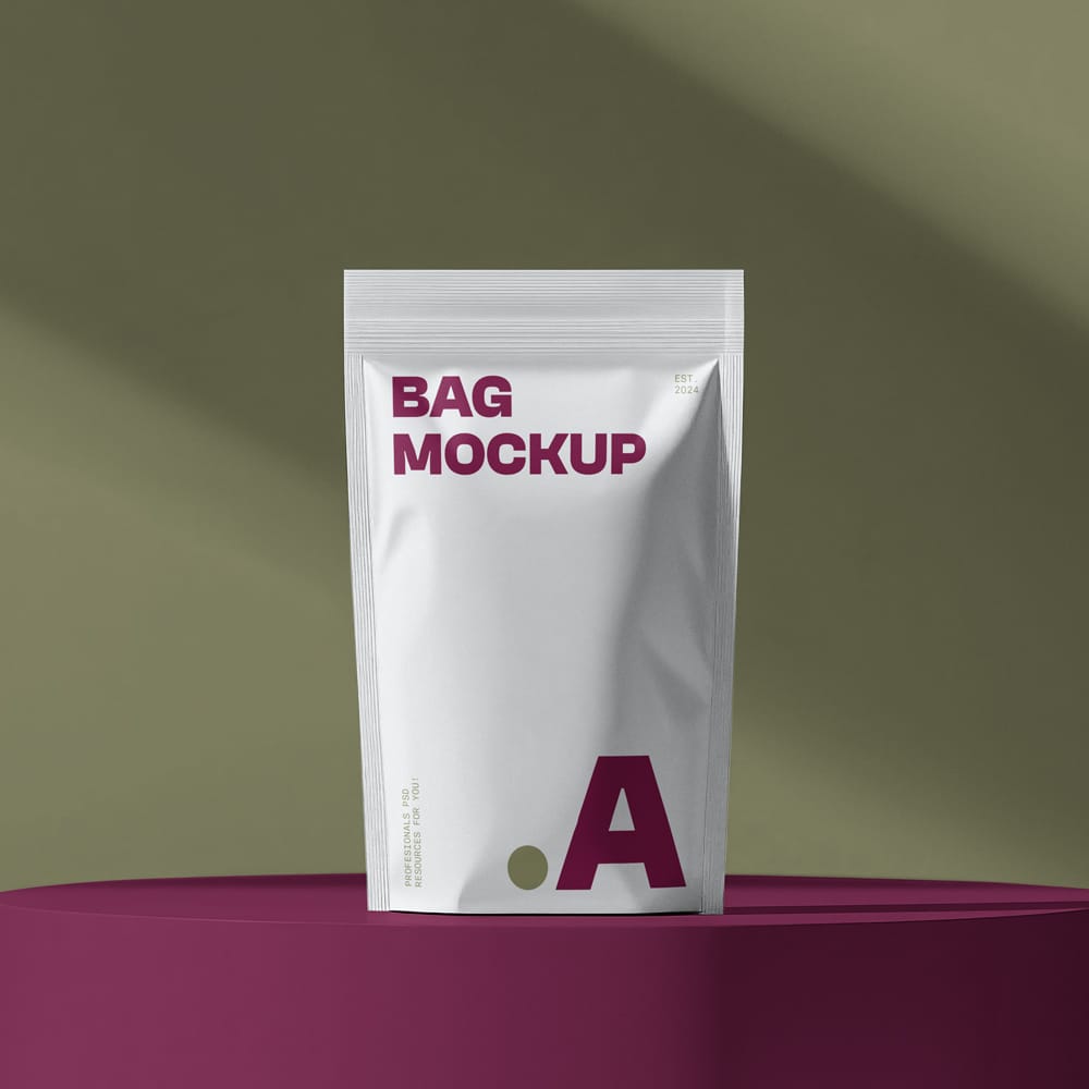 Free Plastic Coffee Bag Mockup PSD