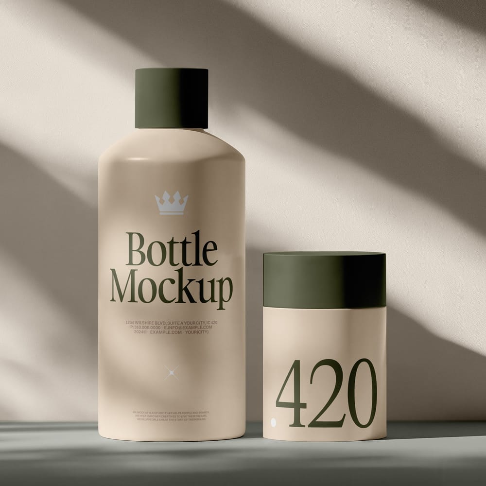 Free Plastic Cosmetic Bottle and Deodorant Mockup PSD