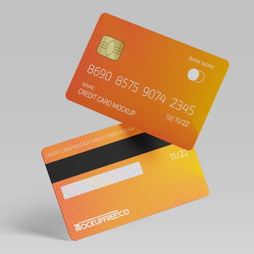 Free Plastic Credit Cards Mockups PSD