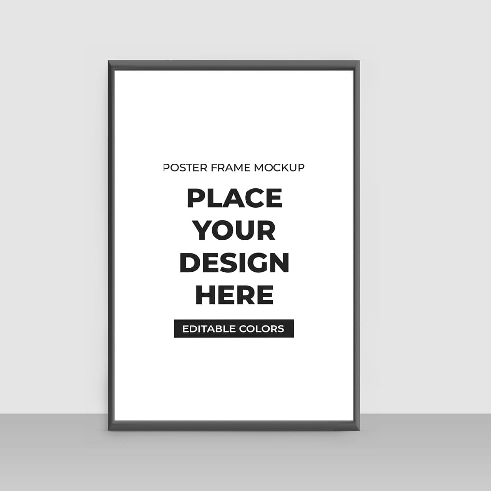 Free Portrait Poster Frame Mockup Template PSD