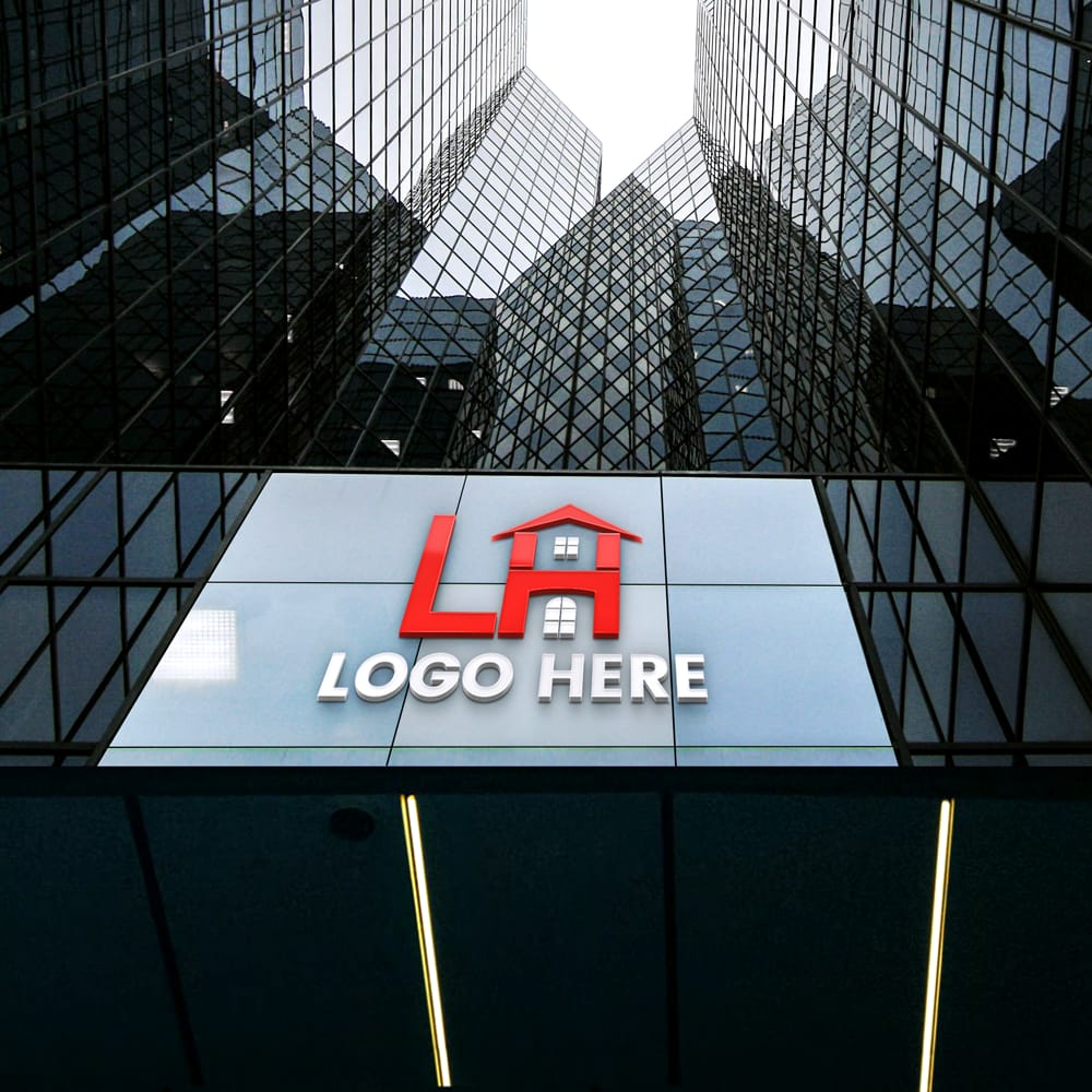 Free Premium Building 3D Logo Mockup PSD