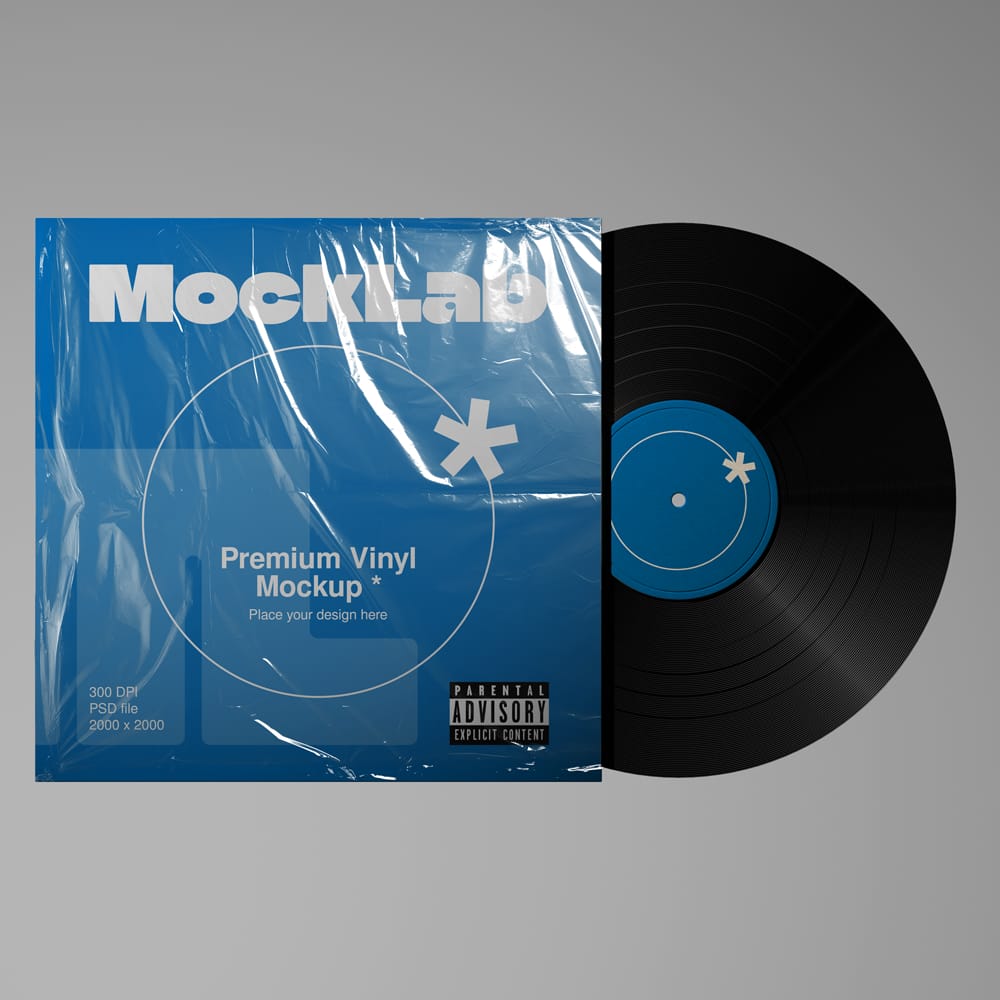 Free Premium Vinyl Mockup with Cover PSD