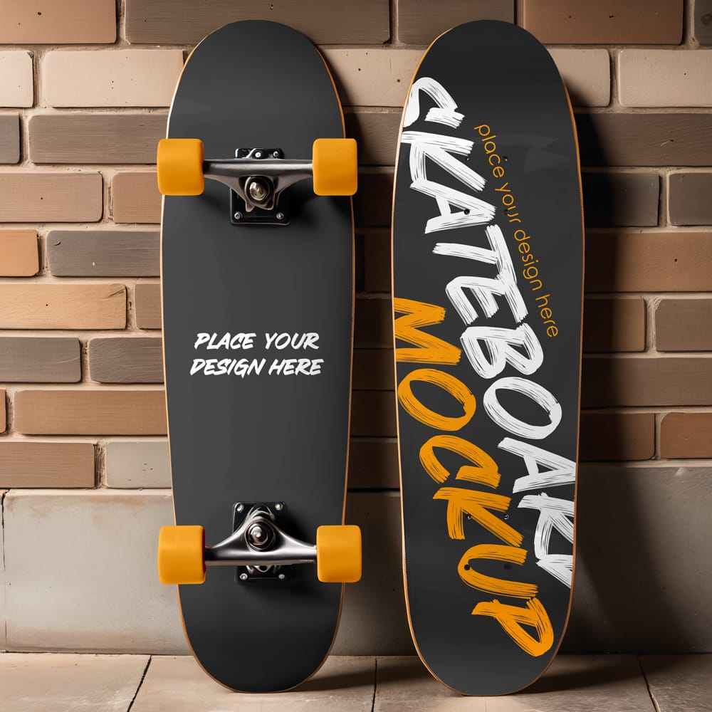 Free Realistic Skateboard Mockup Template PSD