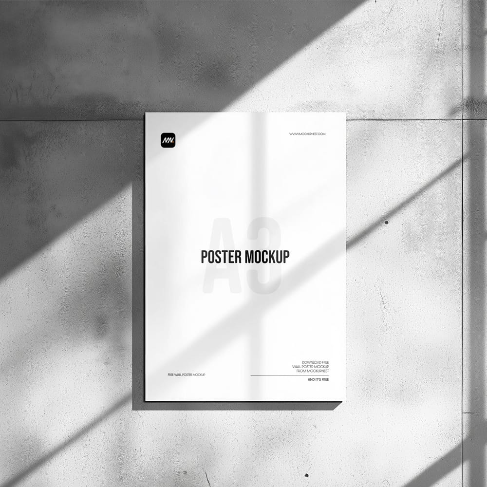 Free Realistic Wall Poster Mockup Design PSD