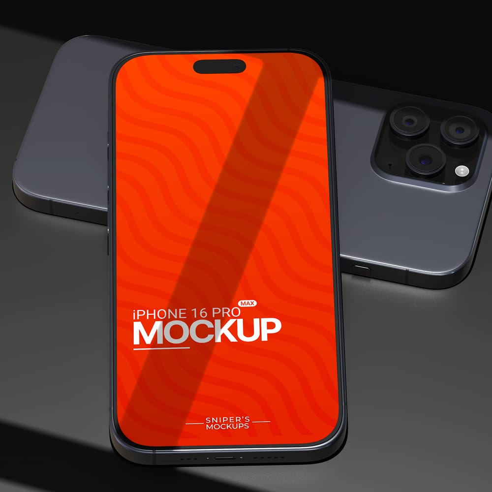 Free Realistic iPhone 16 Pro Max Mockup PSD