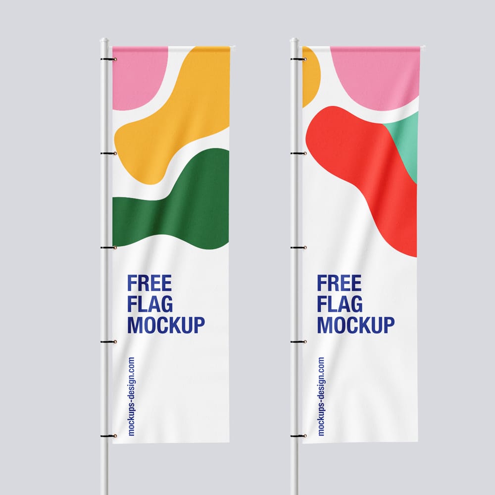 Free Rectangle Pole Flag Mockup PSD