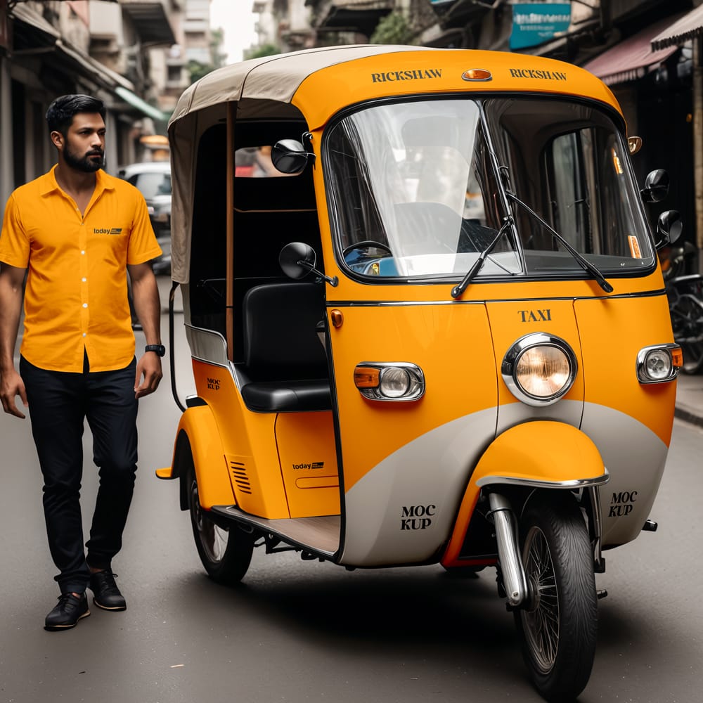 Free Rickshaw Taxi Mockup PSD