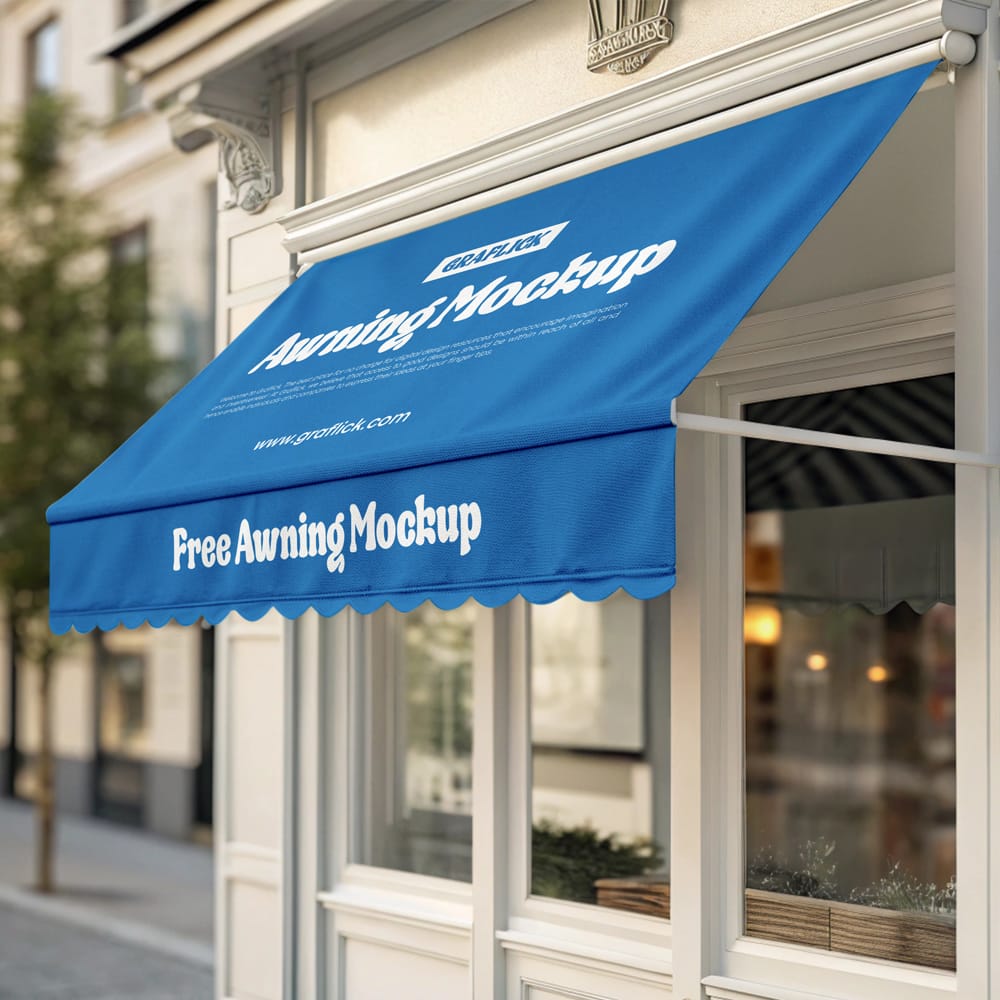 Free Shop Awning Mockup Template PSD