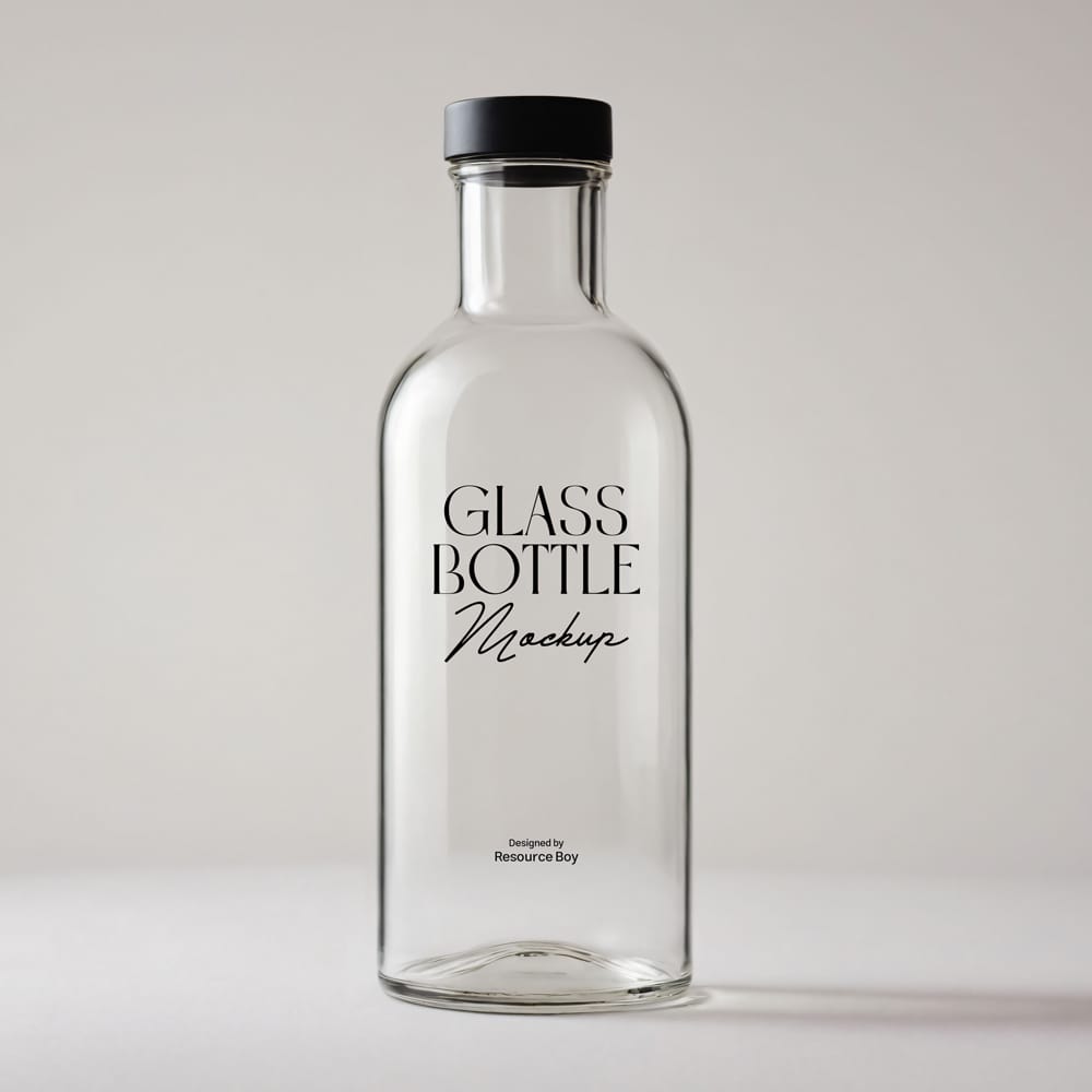 Free Sleek and Minimal Glass Bottle Mockup PSD