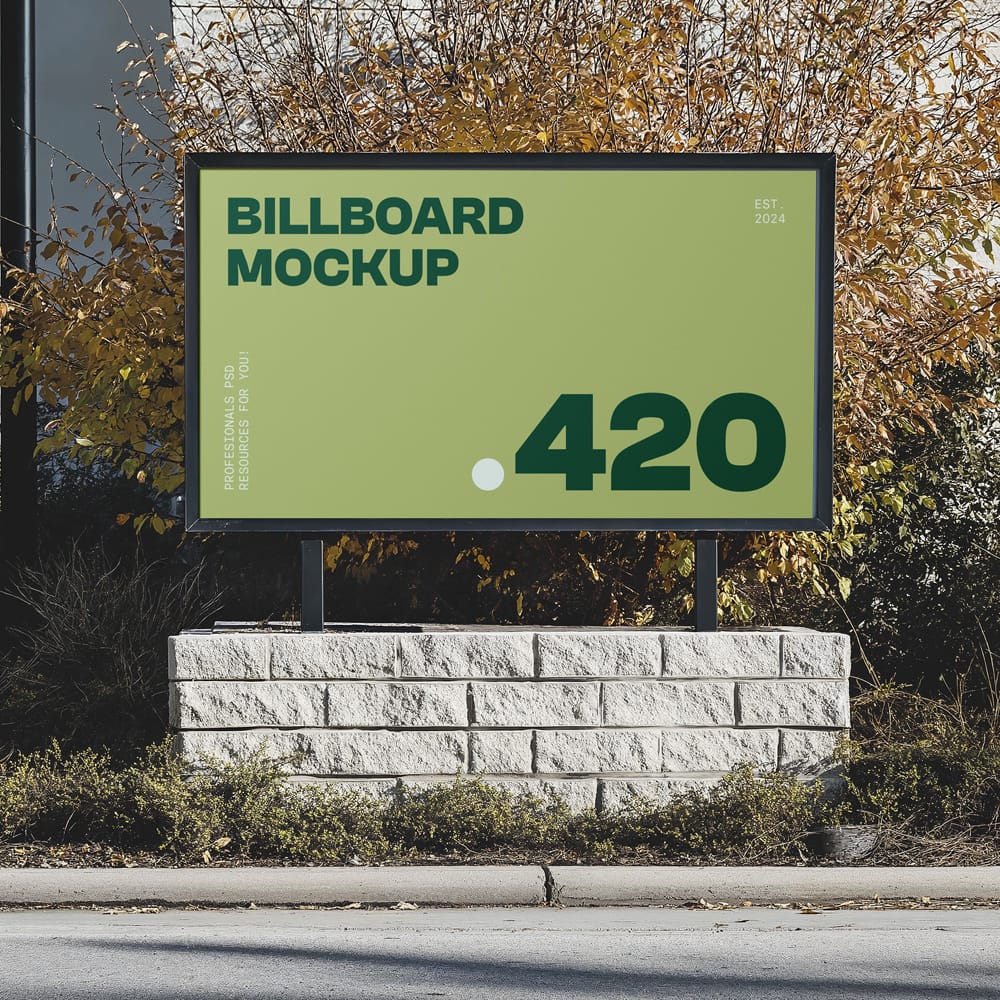 Free Small Horizontal Billboard Mockup PSD