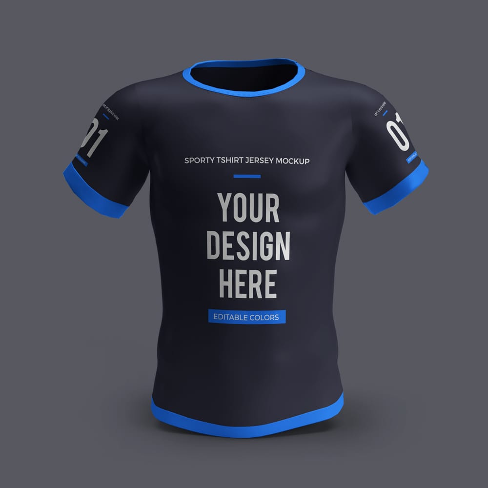 Free Sporty Tshirt Jersey Mockup Template PSD