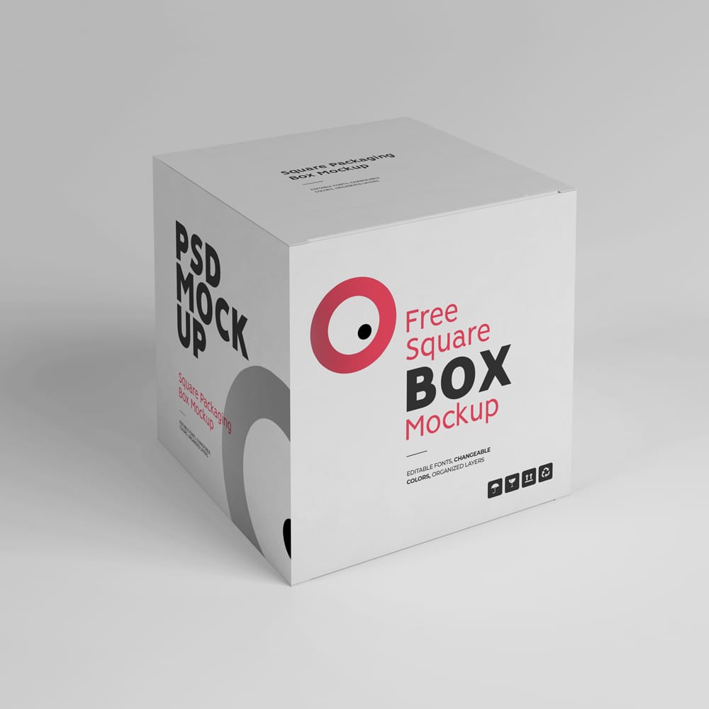 Free Square Box Packaging Mockup PSD