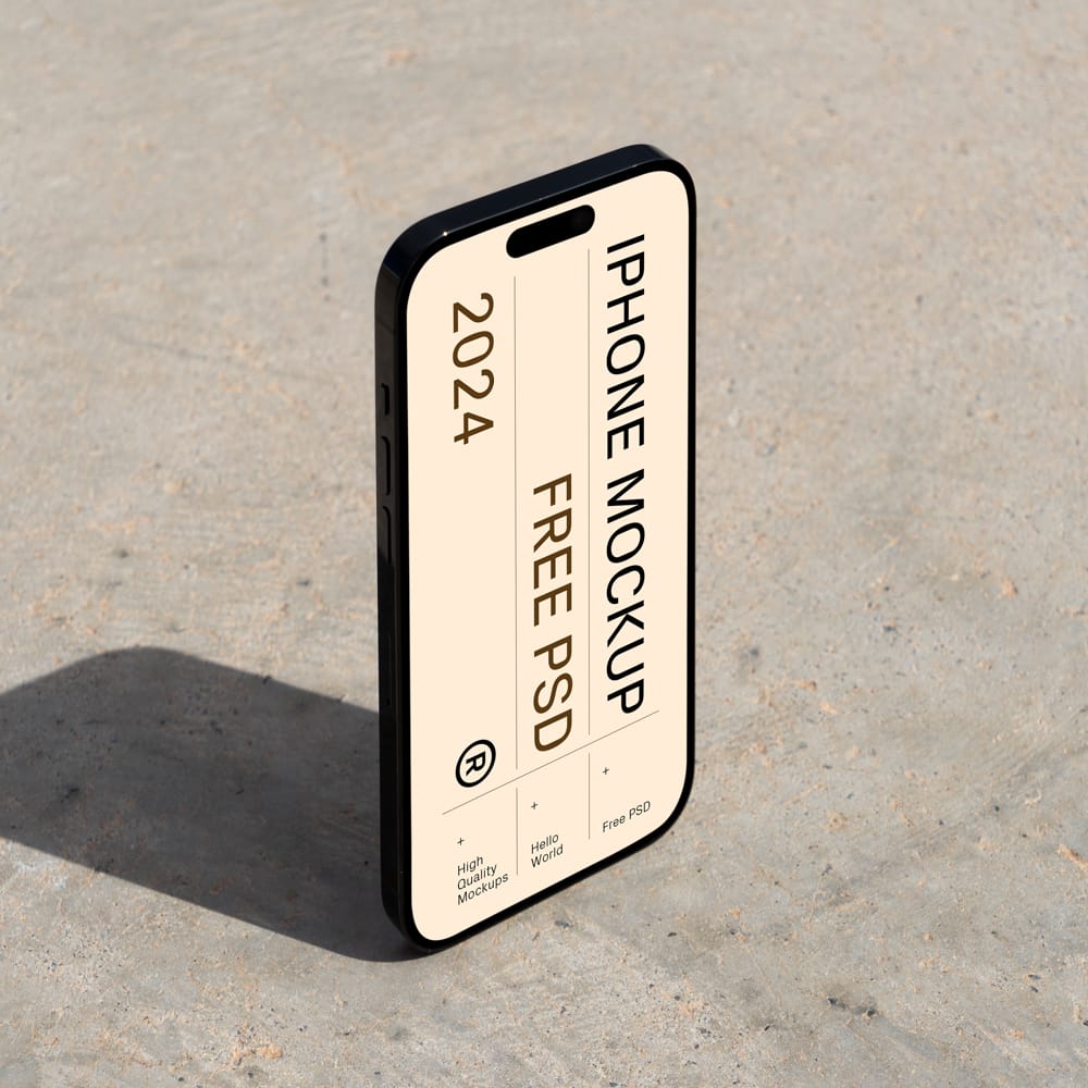 Free Standing iPhone Pro Mockup PSD