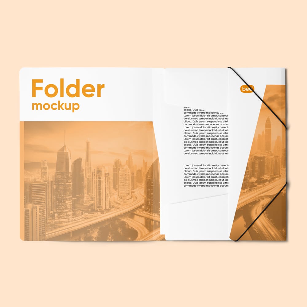 Free Stationery Open Folder Mockup PSD