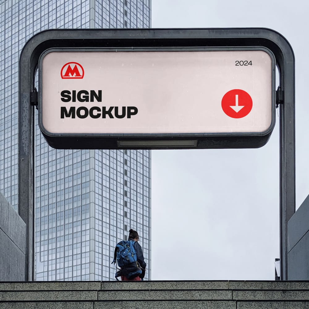 Free Subway Sign Mockup PSD