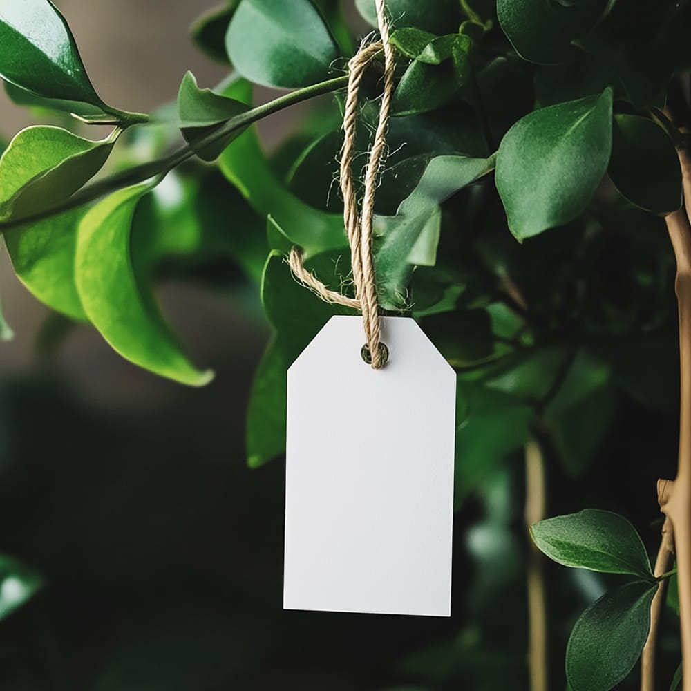 Free Tag Label Mockup with Natural Vibe PSD