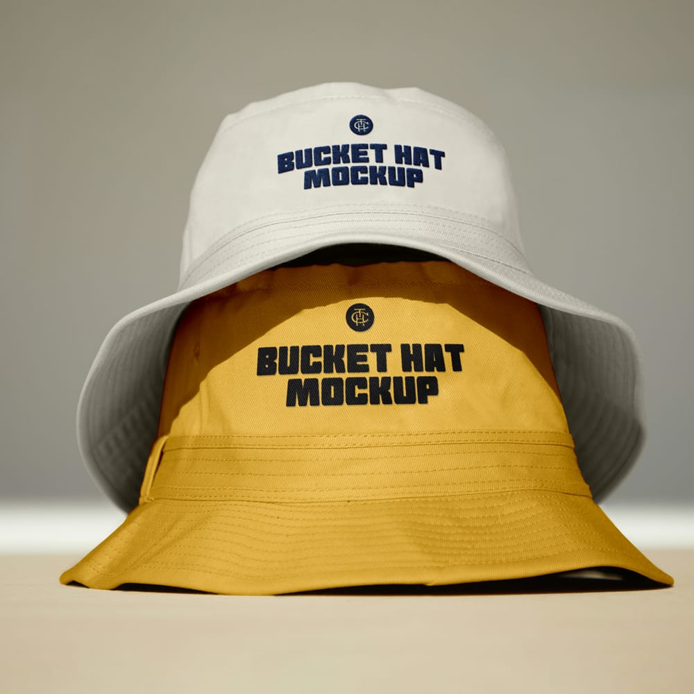 Free Two Bucket Hat Mockups PSD