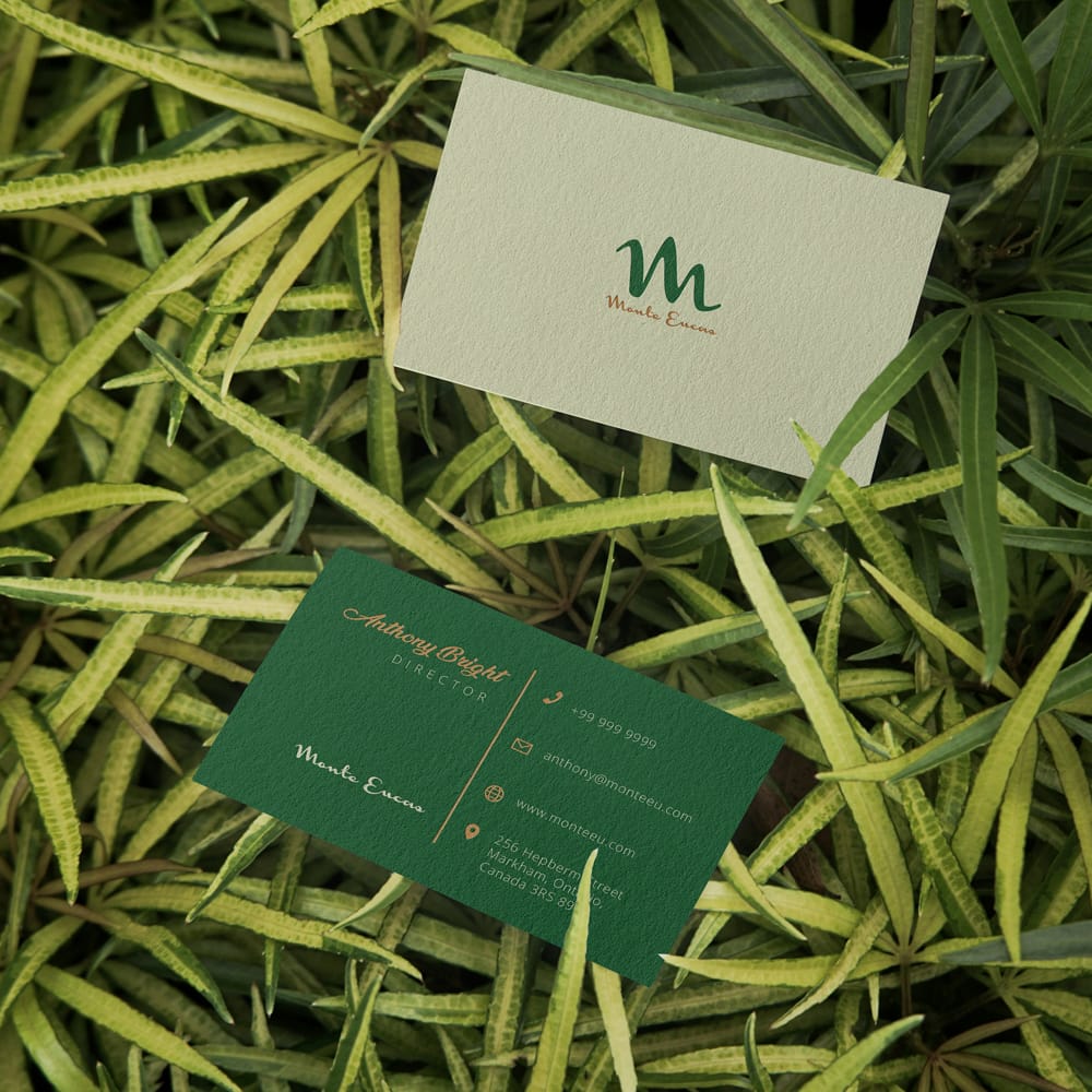 Free With Leaves Business Card Mockup PSD