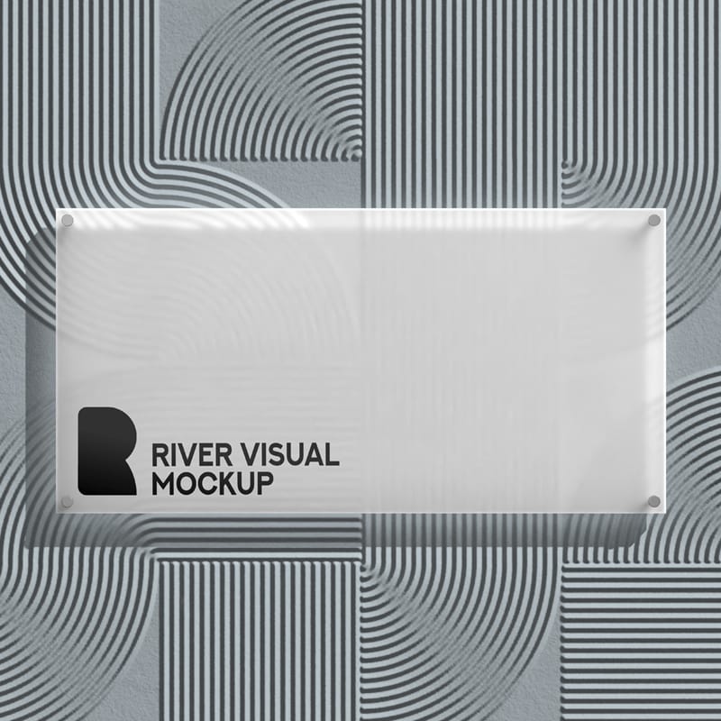 Frosted Glass Sign Mockup PSD