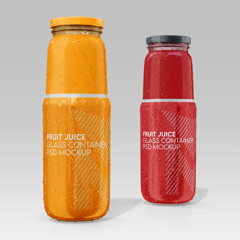 Fruit Juice Glass Container Mockup PSD