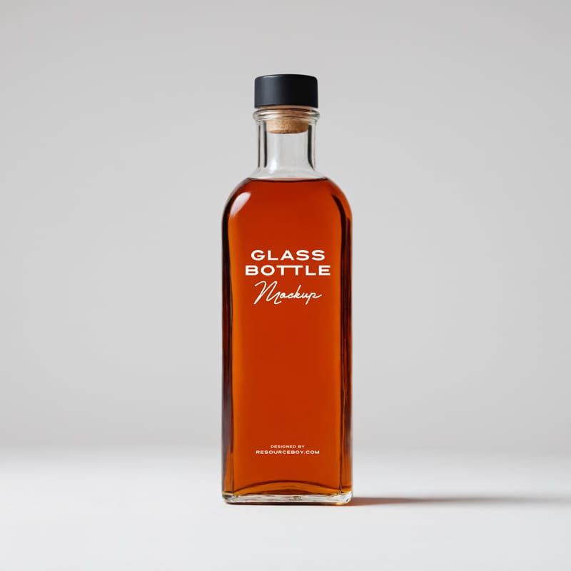 Glass Bottle Mockup with Liquid PSD