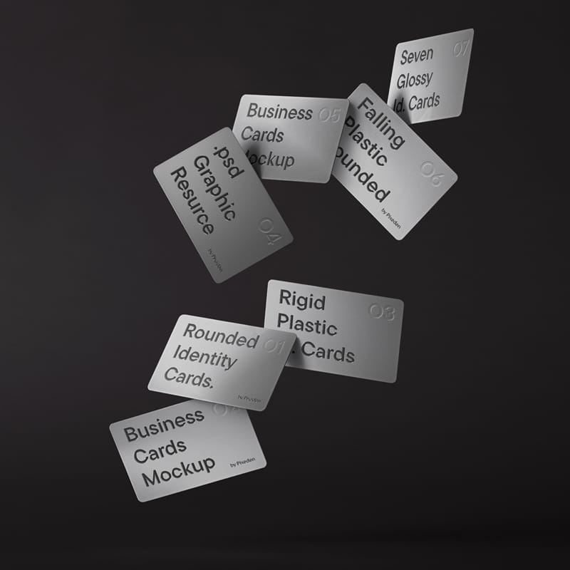 Gravity Rounded Plastic Identity Card Mockup PSD