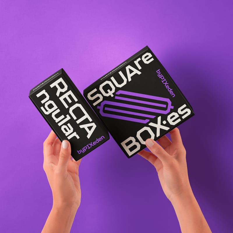 Hands Holding Product Box Mockup Set PSD