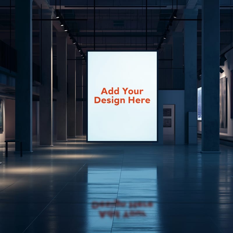 Hanged Poster Mockup in Large Empty Area PSD