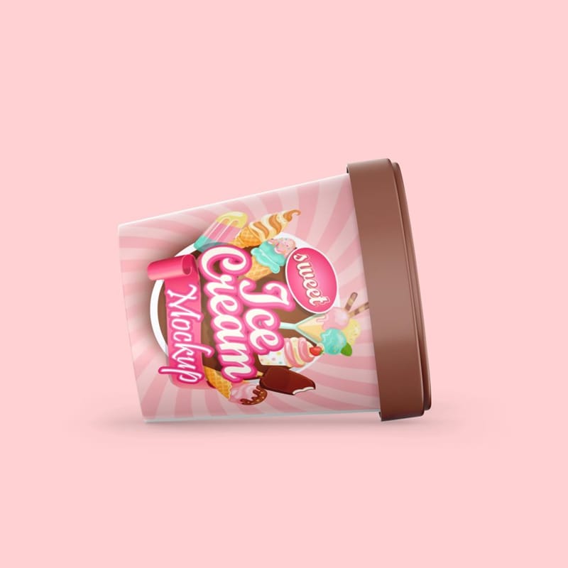 Ice Cream Container Mockup Template PSD