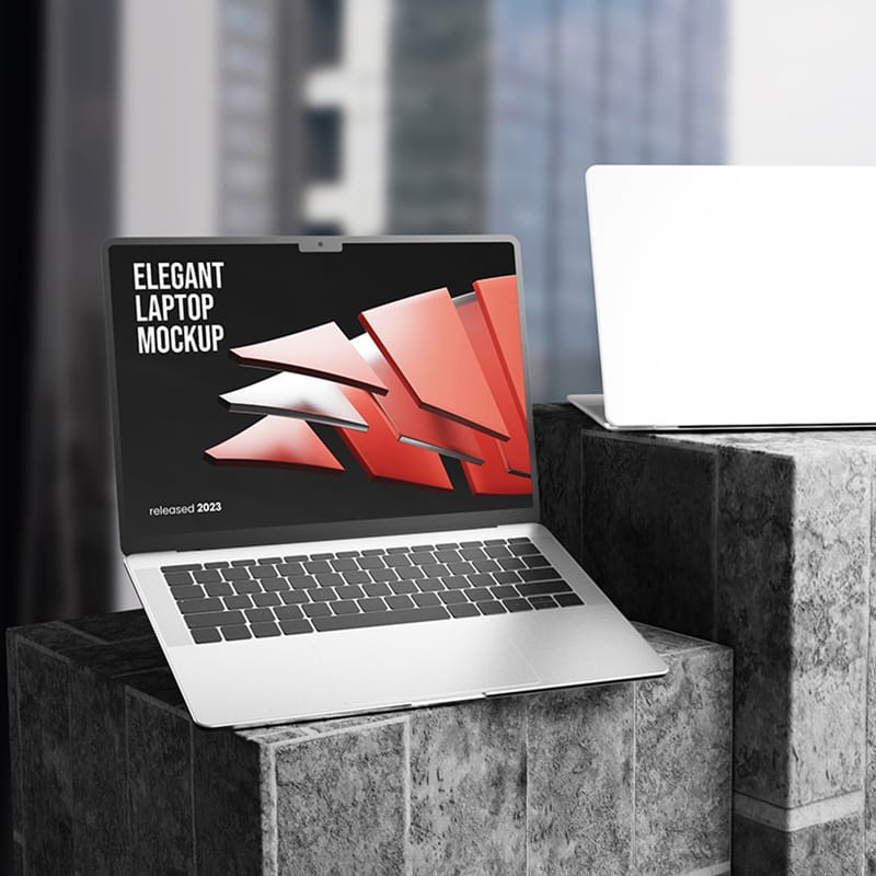 Laptop Mockup with Industrial Vibe PSD