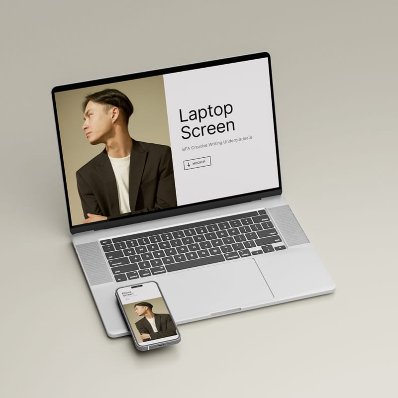 Laptop and Phone Mockup PSD