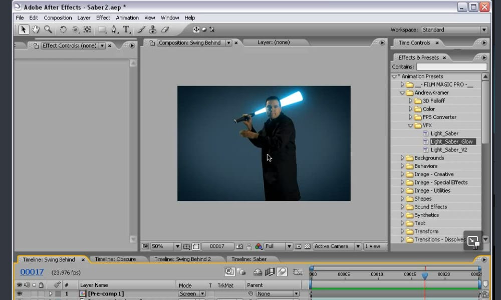 Light Saber Preset with Enhanced Motion Blur