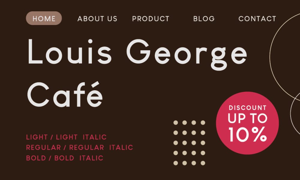 The Louis George Cafe font in its bold weight, a clean and elegant free thick font.