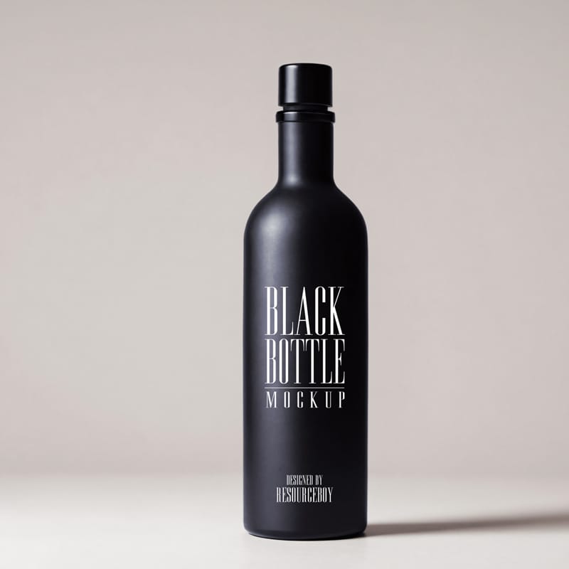 Matte Black Bottle Mockup PSD